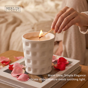 Merlin Living Minimalist Ceramic <strong>Candle</strong> <strong>Holder</strong> Cylinder Ceramic Home Decor Custom <strong>Candle</strong> Jars Chaozhou Ceramic Factory Wholesale - Product Image 2