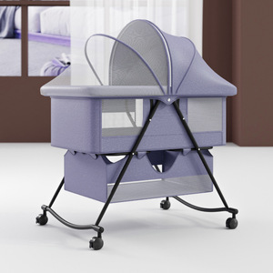 <span class=keywords><strong>Culla</strong></span> Portatile Pieghevole Multifunzionale in Tessuto Peluche per Neonati con Ruote - Product Image 6
