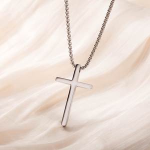 Collier Croix Simple et Tendance en Acier Inoxydable Personnalisable, Plaqué <span class=keywords><strong>Or</strong></span> PVD Argent et Noir, Pendentif Croix - Product Image 4