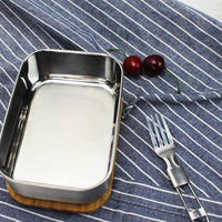 Nouveauté Boîte à lunch hermétique écologique en métal 304 en acier inoxydable, couvercle en bambou, logo personnalisable