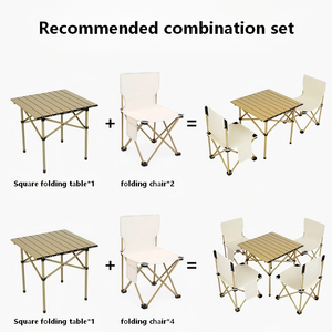 <span class=keywords><strong>Set</strong></span> Tavolo e Sedie Pieghevoli in Alluminio Leggero e Portatile, Arredamento da Picnic per Spiaggia, Giardino e Patio - Product Image 2