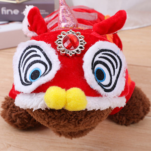 Vêtements pour animaux de compagnie, costume de danse du lion, en polaire rouge corail, pour chien et chat, tenue traditionnelle chinoise pour l'automne et l'hiver - Product Image 2