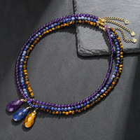 Collar con Colgante de Amatista y Ojo de Tigre al por Mayor, Cadena de Cuentas Naturales, Joyería con Logotipo Personalizado, Proveedor con MOQ Bajo de 10 Unidades