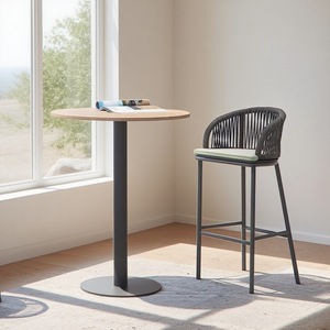 Silla de Bar Moderna y Resistente de Metal y Ratán para Exteriores, Taburete Alto de 2 Plazas, Muebles para Restaurantes, Cafés, Sala de Estar y Jardín - Product Image 3