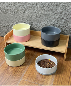 Atacado Personalizado Pet Bowls Anti-Spill Ceramic Drinking Basins com Capas de Silicone Cut-to-Order Cat e Dog Bowls - Product Image 4