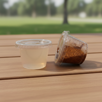Gobelets à sauce froide jetables en PLA transparents et biodégradables de 1oz, 2oz, 3oz, avec couvercles à ouverture facile, personnalisables avec logo moderne, pour fêtes