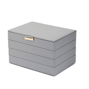 Boîtes à <span class=keywords><strong>bijoux</strong></span> en cuir rose avec logo, grande capacité, organisateur décoratif, boîtes à <span class=keywords><strong>bijoux</strong></span> empilables en cuir - Product Image 1