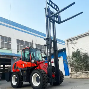 New Design Articulated Off Road Diesel Forklift 5t 4wd All 4 Wheel Drive 3ton 3.5ton 4x4 Rear Rough Terrain Forklift