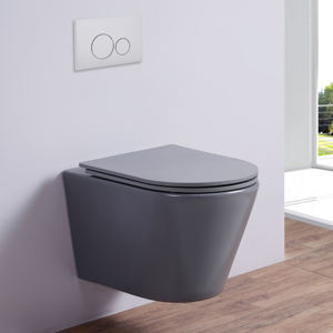 <span class=keywords><strong>Set</strong></span> di <span class=keywords><strong>Sanitari</strong></span> Sospesi in Ceramica Nera OEM/ODM Moderni con Vaso WC Senza Brida e Telecomando per Ville - Product Image 5