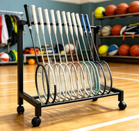 Support de rangement mobile en métal pour raquettes de badminton avec roulettes pour club sportif, salle de sport, terrain de badminton