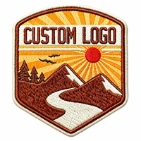 Patch brodé personnalisé avec logo, rond, à coudre ou thermocollant, en tissu sergé, pour vestes, chapeaux et sacs