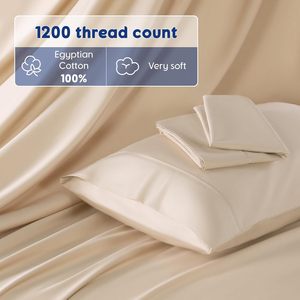 Sang Trọng Làm Mát 4Pcs Bộ Đồ Giường Đặt Khách Sạn Sử Dụng Phẳng Tấm Dệt Mềm Được Trang Bị Tấm <span class=keywords><strong>1200</strong></span> Chủ Đề Đếm Ai Cập Bông Khăn trải Giường Bộ - Product Image 3