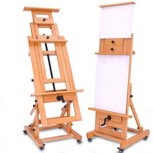Chevalet de studio professionnel LISI en bois de hêtre, à levage manuel, sur pied, pour artistes, peinture, présentoir d'art, 4 roulettes mobiles - Product Image 1