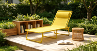 Nouvelle chaise longue de plage légère pour l'extérieur, design 4 positions, structure en acier inoxydable, chaise longue pliante en maille respirante