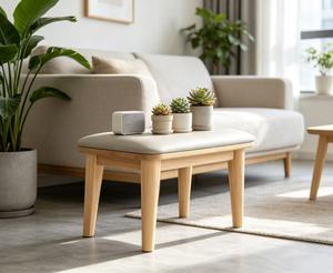 Otomana Moderna de Cuero PU con Patas de Madera, Asiento Acolchado Suave, Mueble de Estilo Escandinavo para Dormitorio o Sala de Estar - Product Image 5
