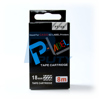 Pita Label PUTY Harga Pabrik PT-18X Kompatibel 18mm Hitam Transparan 8m untuk Printer Label Casio EL-Label Perekat Kuat