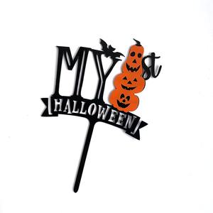Joyeux Halloween citrouille Boo <span class=keywords><strong>mon</strong></span> Halloween fantôme Orange noir acrylique tasse essentiel gâteau décoration fournitures pour les fêtes - Product Image 4