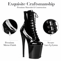 Chaussures de pole dance sexy en PU brillant imperméable, à talon haut, montantes jusqu'au genou, pour spectacles professionnels