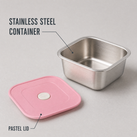 Conteneur de conservation minimaliste carré en acier inoxydable pour crème glacée, idéal pour réfrigérateur et maintien au frais (pour l'export)