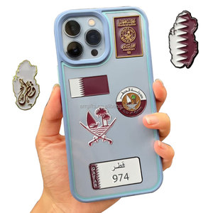 Hotsale Qatar autocollant État du Qatar drapeau carte blason magnétique téléphone portable autocollant fabricant - Product Image 1
