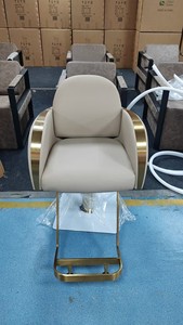 Matériel de coiffure durable, chaise de barbier pivotante hydraulique pour salon de coiffure, mobilier de salon, chaise de coiffure verte dorée - Product Image 6