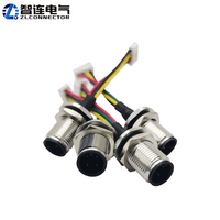 Conector ZL M12 Impermeable IP67 Código A/D/B/X de 4 Pines, Terminal Macho, Arnés de Cables, Conector para PCB, Aplicación DIN, Conectores de Alimentación JST