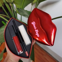 Vente en gros de produits cosmétiques pour les lèvres minéraux mignons 3 en 1, emballage en forme de bouche, gloss liquide, crayon à lèvres et baume à lèvres, coffret cadeau pour la Saint-Valentin