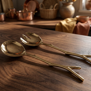 Gold Plated Style Salad Server Set Elegant Metal <b>Serving</b> <b>Spoon</b> and Fork for Luxury Home Dining Wedding Gifts and Party Tableware - Product Image 3