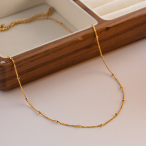 Delicate Gold Chain <b>Necklace</b> With Ball Design Stainless Steel Elegant Gift Jewelry For Women Fashion <b>Statement</b> Piece - Product Image 3