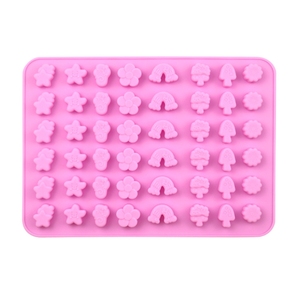 48 Cavity Lovely Pink Soft Rainbow&amp;<strong>Flower</strong>&amp;Star Shape Silicone Fudge Mold Candy <strong>Sugar</strong> Moulds for Kids DIY - Product Image 1