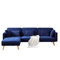 Sofá Seccional en Forma de L con Tapicería de Terciopelo, Armazón de Madera, Sofá de Esquina con Espuma de Alta Densidad para Sala de Estar con Chaise Longue, Precio de Fábrica