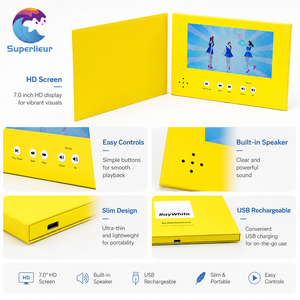 Biglietto d'Auguri <span class=keywords><strong>Video</strong></span> di Lusso Personalizzato con Arte Popolare, 7.0 Pollici, Stampa in Lamina Personalizzata, Batteria 1500mAh, Display IPS, Carta A5 - Product Image 6