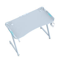 Bureau Gaming avec Lumières LED RGB, Grand Bureau PC Gaming en Forme de Z avec Plateau en Fibre de Carbone pour Joueur