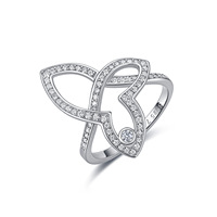 Bague en Moissanite en Argent Sterling 925, Motif Papillon et Nœud, Couleur D VVS1, Pavé 1mm, 3 Couleurs, Bijoux