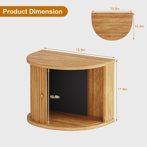 Mesa <span class=keywords><strong>de</strong></span> <span class=keywords><strong>Noche</strong></span> Flotante Curva <span class=keywords><strong>de</strong></span> Madera con Ranuras, Montada en la <span class=keywords><strong>Pared</strong></span>, con Puerta Corredera y Almacenamiento para el Hogar, MOQ 300 - Product Image 5