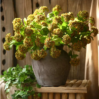 Fleurs artificielles d'hortensia à trois têtes, qualité supérieure, fleurs en soie imprimées en 3D, décoration intérieure, style européen et américain