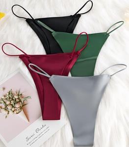 กางเกงในผู้หญิงแบบขายส่ง ผ้าซาติน สายบาง เอวต่ำ ไร้รอยต่อ เซ็กซี่ จีสตริง ระบายอากาศได้ดี ผ้าไหมน้ำแข็ง ชุดชั้นในสำหรับผู้หญิง - Product Image 5