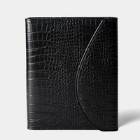 Porte-documents A5 en cuir PU à motif crocodile, organiseur de carnet rechargeable à 6 anneaux avec porte-stylo