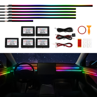 Lumière d'ambiance pour voiture, 64 couleurs, 6 en 1, bande lumineuse intérieure à gradient avec contrôle par application, prise en charge de la personnalisation DIY, lumières LED pour voiture