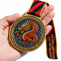 Médaille de championnat mondial d'arts martiaux personnalisée par le fabricant, avec réplique 3D en émail plaqué or, pour récompense de lutte.