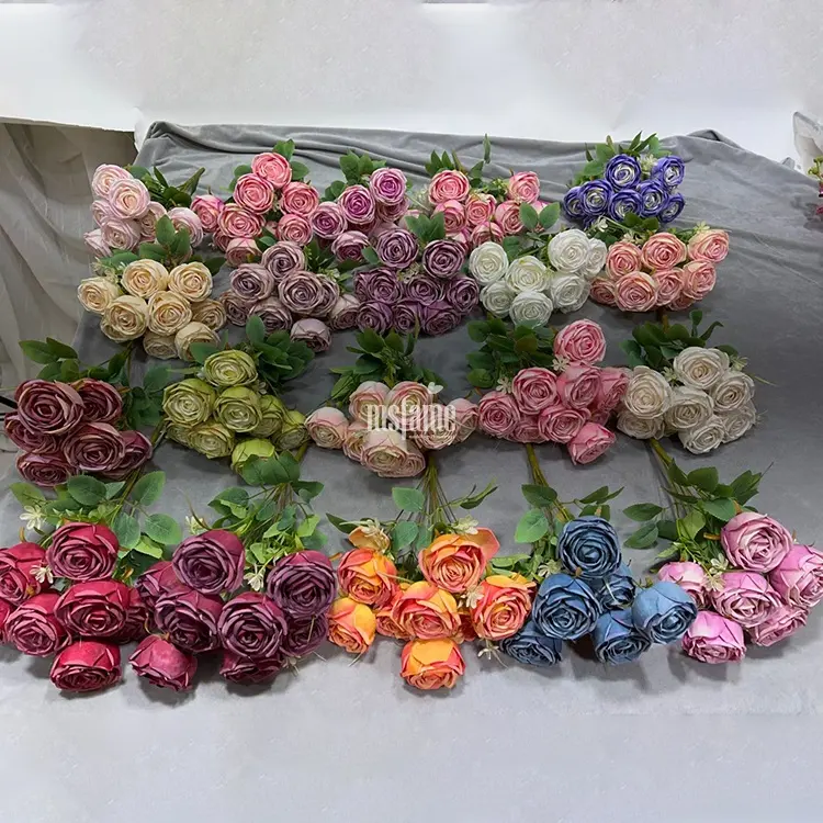 MSFAME pabrik Cina dekorasi buatan buket bunga bunga mawar sutra bunga dekoratif