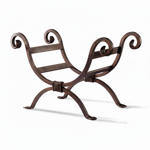 Porte-outils de cheminée grand porte-bûches en bois avec porte-bûches en fer forgé support de cheminée noir porte-bûche intérieur - Product Image 1