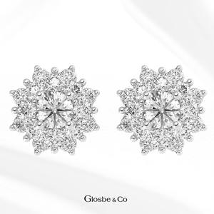 Pendientes de Diamantes OEM/ODM, Joyería Fina, Pendientes de Halo con Diamantes Naturales de 4 mm, Elegantes, Lujosos y Clásicos para Mujer - Product Image 2