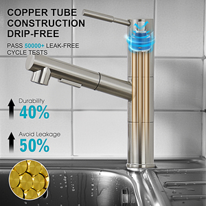 High-pressure kitchen <strong>faucet</strong> with commercial-grade pull-down <strong>sprayer</strong> ideal for heavy-duty food preparation and cleaning - Product Image 3