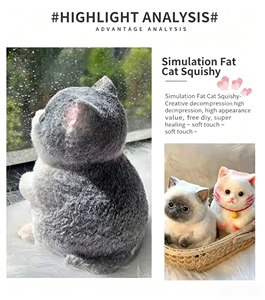 QY Hot Selling Simulation Fat Cat <b>Squishy</b> Toy Gray White Fuzzy Kitten Soft Stuffed Animal For Kids - Product Image 4