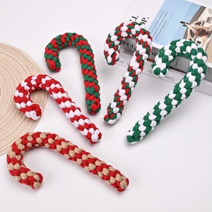 Venta al por mayor logotipo personalizado tamaño Color mascota perro masticar juguetes Navidad bastón de caramelo cuerda de algodón de lujo interactivo mascota perro juguetes para perros - Product Image 1