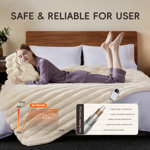 <span class=keywords><strong>Couverture</strong></span> <span class=keywords><strong>chauffante</strong></span> électrique ETL en sherpa et flanelle matelassée, taille King, pour l'hiver - Product Image 3