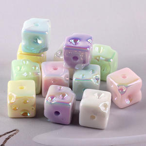 ลูกปัดอะคริลิคแบบหลวมขายส่ง ขนาด 14 มม. ลูกปัดทรงสี่เหลี่ยมชุบสี สำหรับงาน DIY อุปกรณ์เสริมงานฝีมือ บรรจุในถุง OPP - Product Image 2