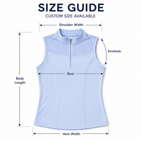 Haut de tennis sans manches personnalisé pour femme avec quart de zip et panneau perforé aux épaules pour l'entraînement sportif sur le court