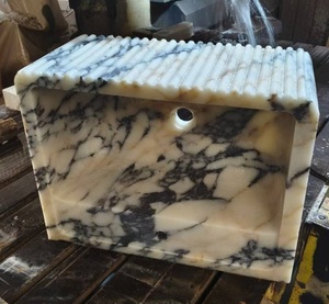 Lavabo en marbre Calacatta Viola <span class=keywords><strong>de</strong></span> luxe <span class=keywords><strong>haut</strong></span> <span class=keywords><strong>de</strong></span> <span class=keywords><strong>gamme</strong></span>, <span class=keywords><strong>design</strong></span> moderne, lavabo cannelé, salle <span class=keywords><strong>de</strong></span> bain, pierre naturelle, lavabo mural - Product Image 1